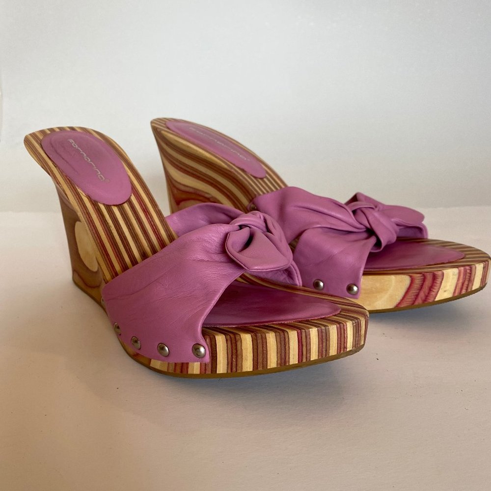 Retro Vintage Fornarina Wooden and leather platforms size 10 - 10.5 (41)
